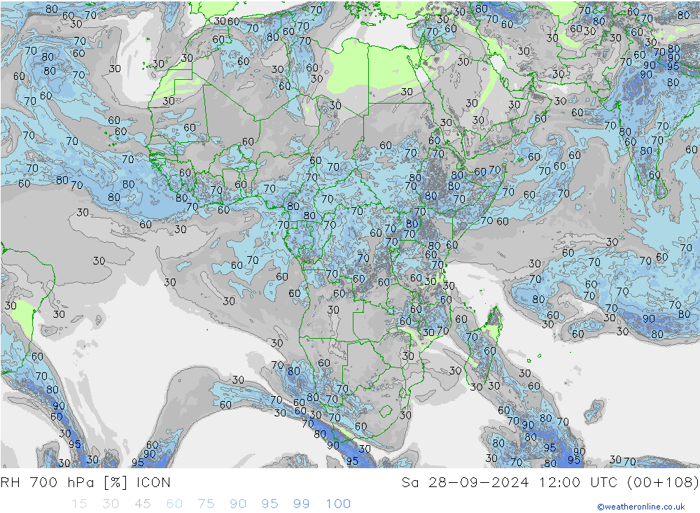 RH 700 hPa ICON  28.09.2024 12 UTC