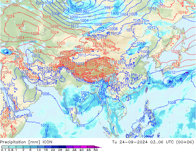 осадки ICON вт 24.09.2024 06 UTC