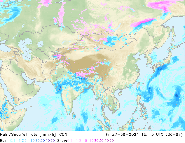 Rain/Snowfall rate ICON pt. 27.09.2024 15 UTC