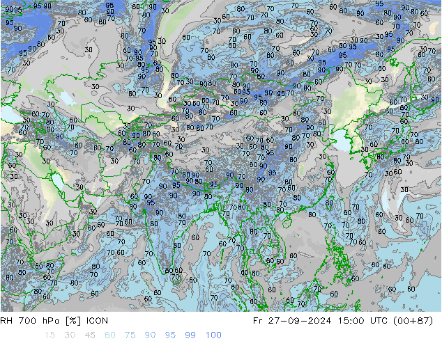 RH 700 hPa ICON ven 27.09.2024 15 UTC