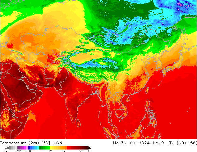 карта температуры ICON пн 30.09.2024 12 UTC