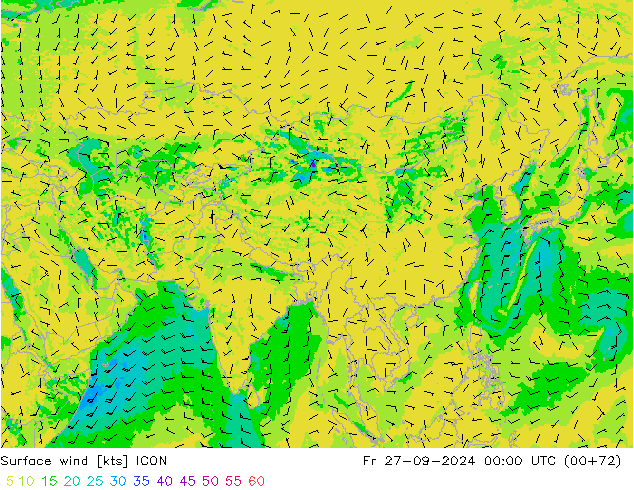 ветер 10 m ICON пт 27.09.2024 00 UTC