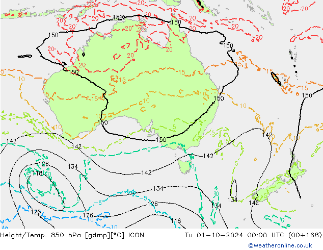 Geop./Temp. 850 hPa ICON mar 01.10.2024 00 UTC