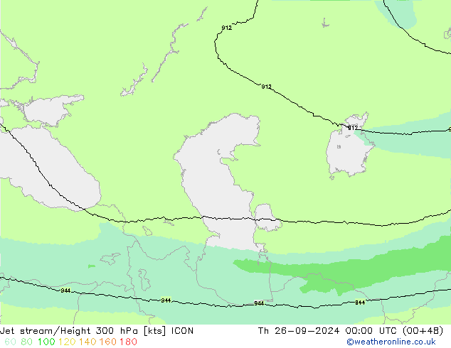 Jet stream/Height 300 hPa ICON Th 26.09.2024 00 UTC