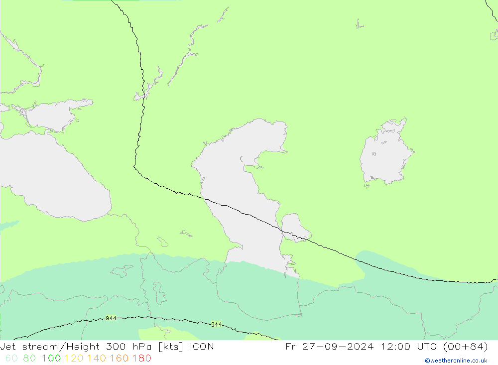 Jet stream/Height 300 hPa ICON Pá 27.09.2024 12 UTC