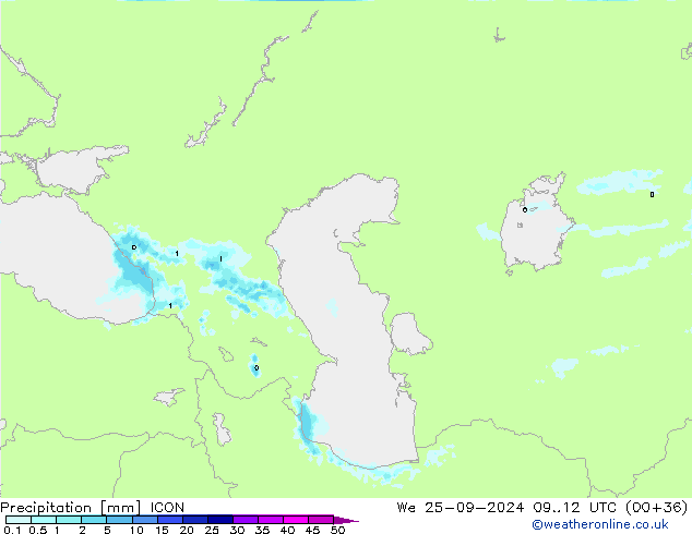 Yağış ICON Çar 25.09.2024 12 UTC