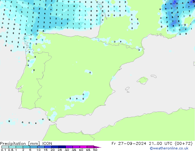 Precipitazione ICON ven 27.09.2024 00 UTC