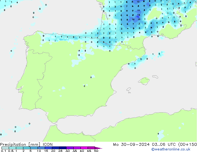 Yağış ICON Pzt 30.09.2024 06 UTC