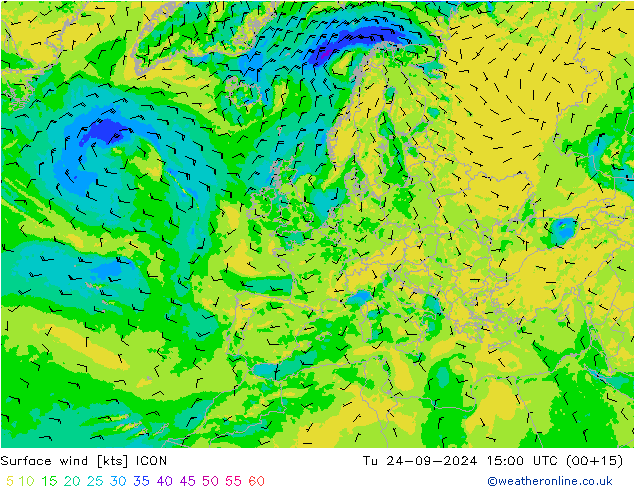 Vent 10 m ICON mar 24.09.2024 15 UTC