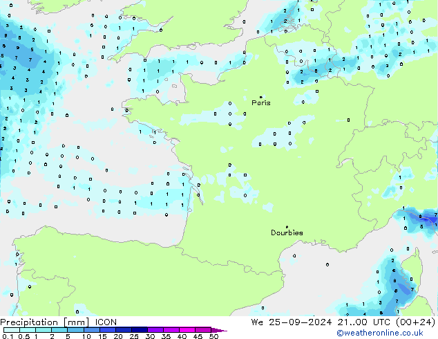 Neerslag ICON wo 25.09.2024 00 UTC