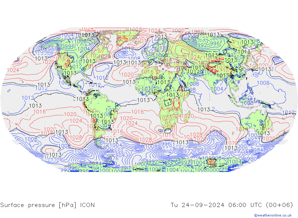 Surface pressure ICON Tu 24.09.2024 06 UTC