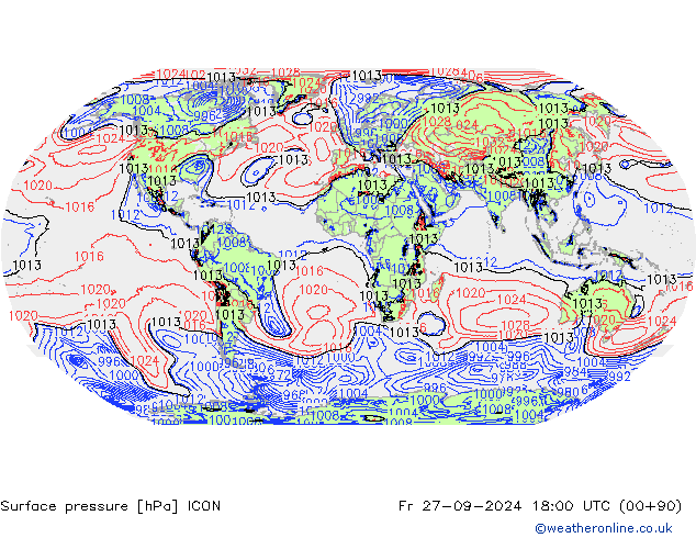 Bodendruck ICON Fr 27.09.2024 18 UTC