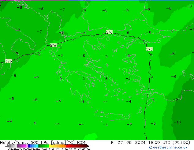 Height/Temp. 500 hPa ICON pt. 27.09.2024 18 UTC