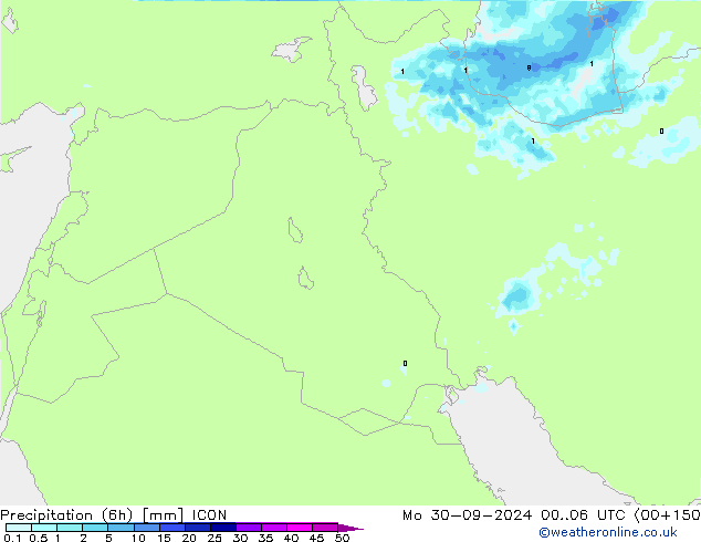 Precipitation (6h) ICON Mo 30.09.2024 06 UTC