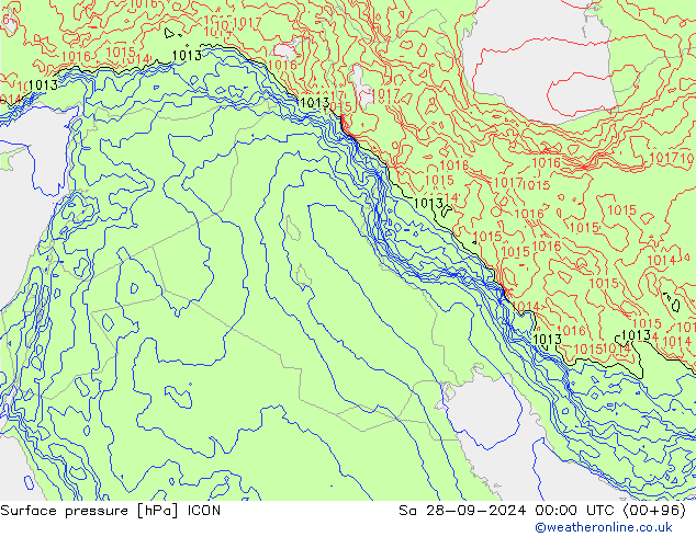 Pressione al suolo ICON sab 28.09.2024 00 UTC