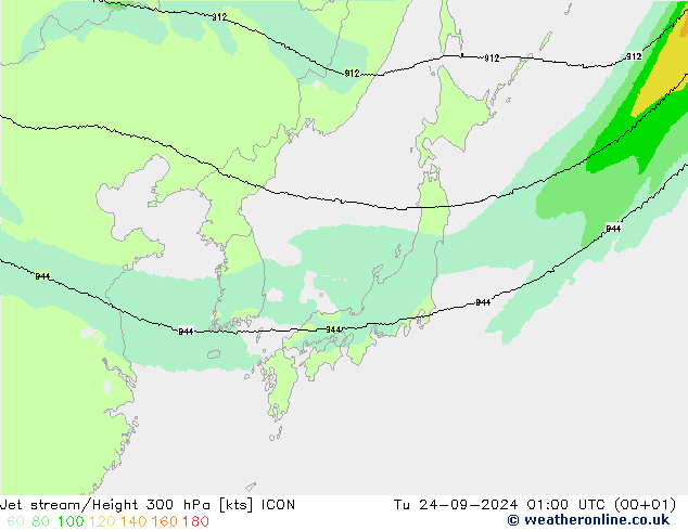 Jet stream ICON Ter 24.09.2024 01 UTC