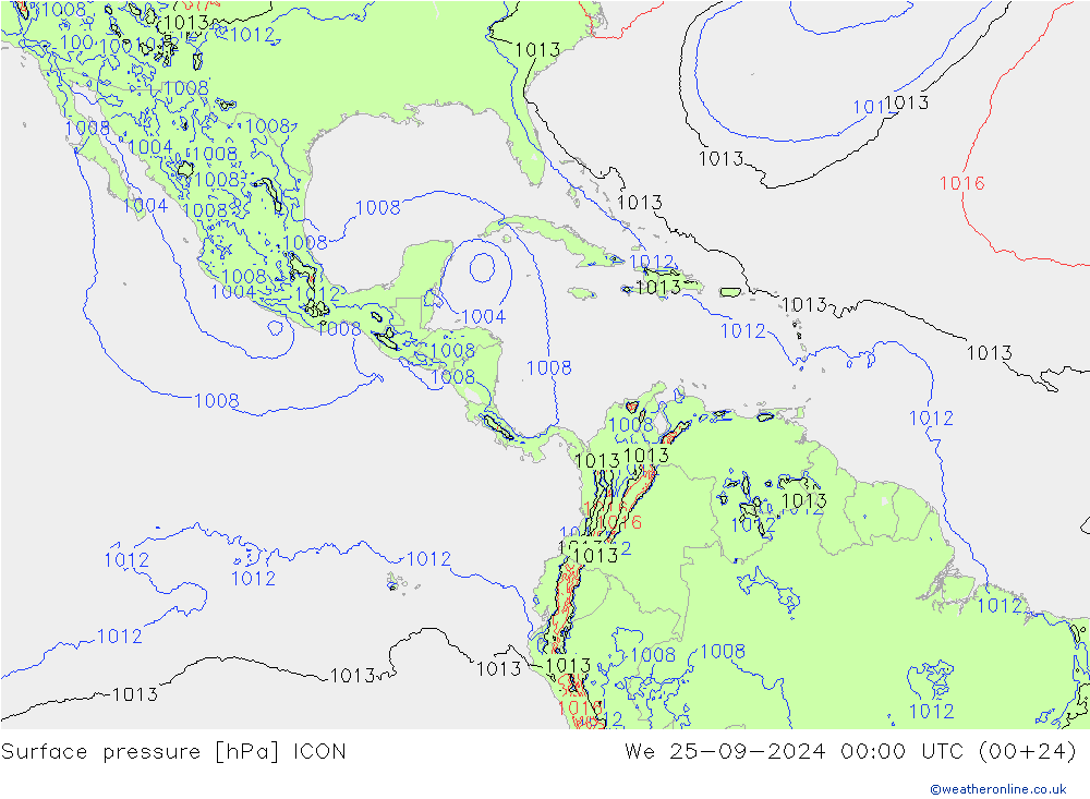 приземное давление ICON ср 25.09.2024 00 UTC