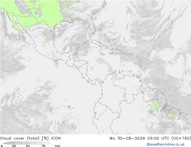 Cloud cover (total) ICON Po 30.09.2024 06 UTC