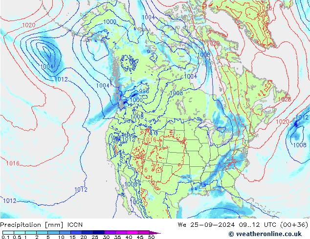 Precipitación ICON mié 25.09.2024 12 UTC