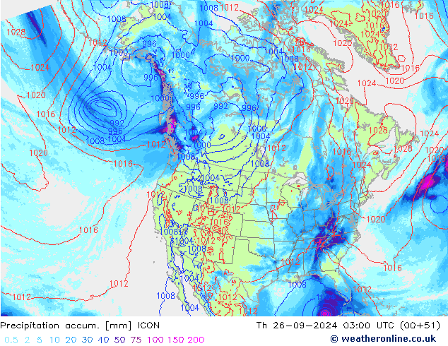 Precipitation accum. ICON gio 26.09.2024 03 UTC