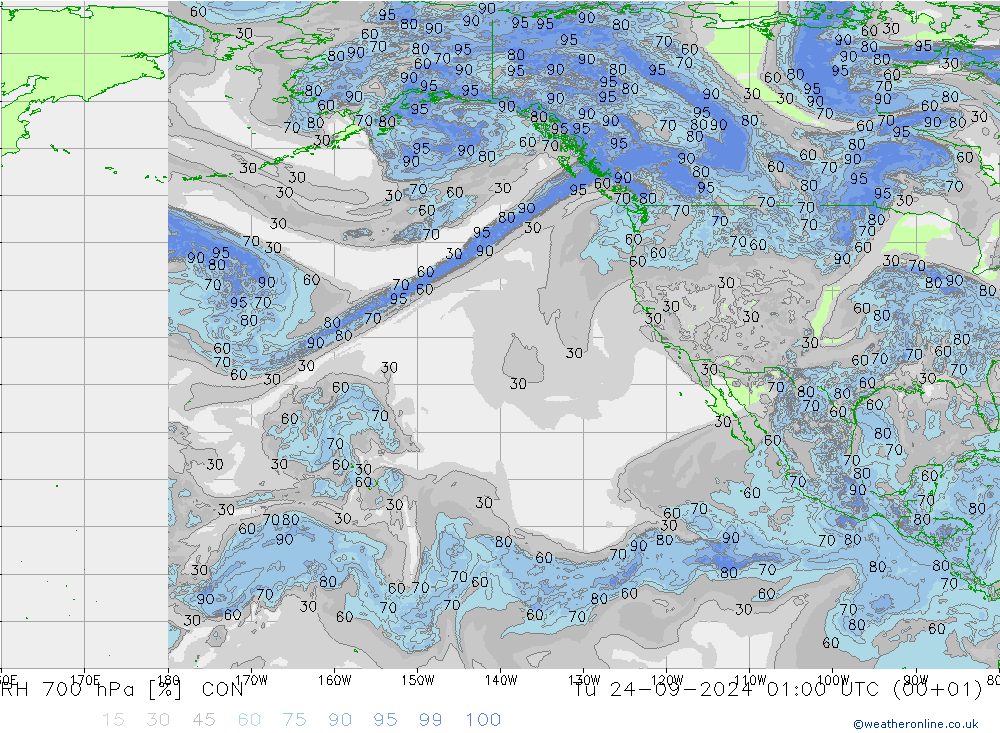 RH 700 гПа ICON вт 24.09.2024 01 UTC