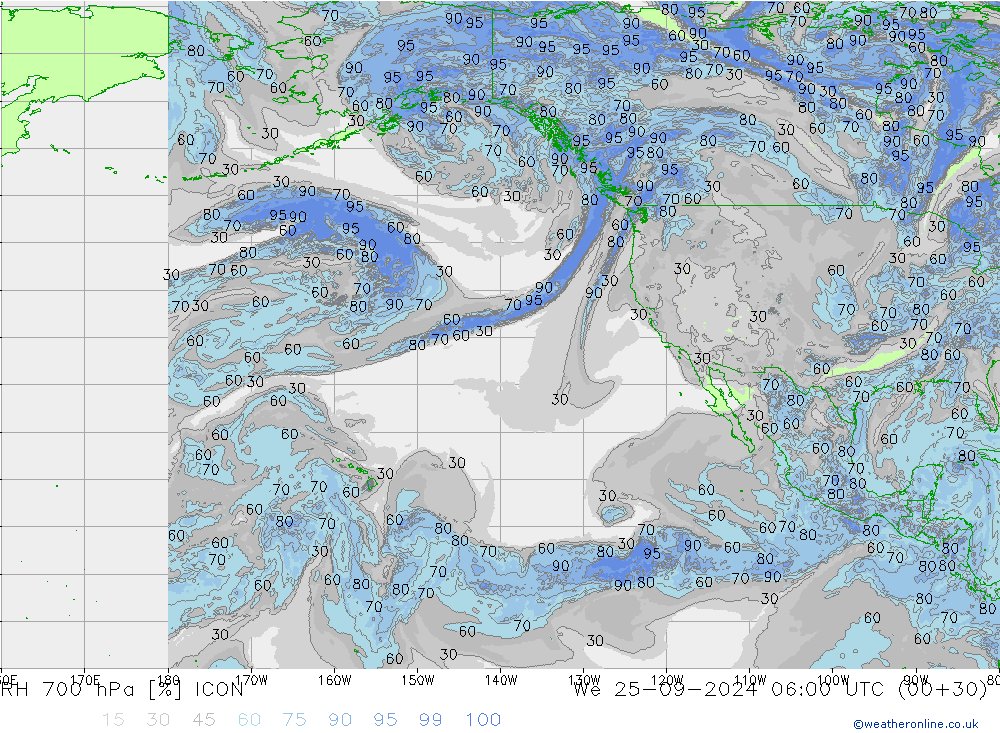 RH 700 hPa ICON Qua 25.09.2024 06 UTC