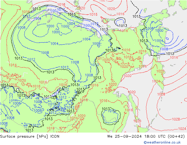 Luchtdruk (Grond) ICON wo 25.09.2024 18 UTC