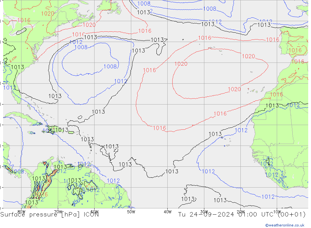 Presión superficial ICON mar 24.09.2024 01 UTC