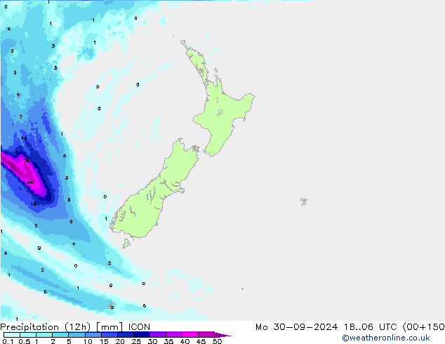 Précipitation (12h) ICON lun 30.09.2024 06 UTC