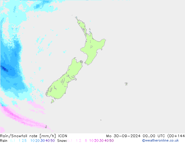 Rain/Snowfall rate ICON lun 30.09.2024 00 UTC