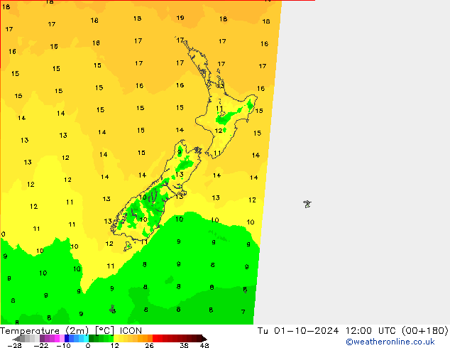 Temperatura (2m) ICON Ter 01.10.2024 12 UTC