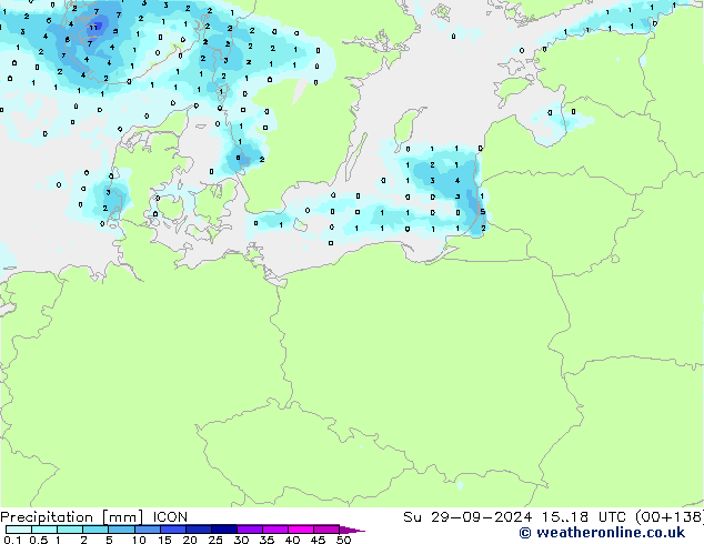 Precipitación ICON dom 29.09.2024 18 UTC