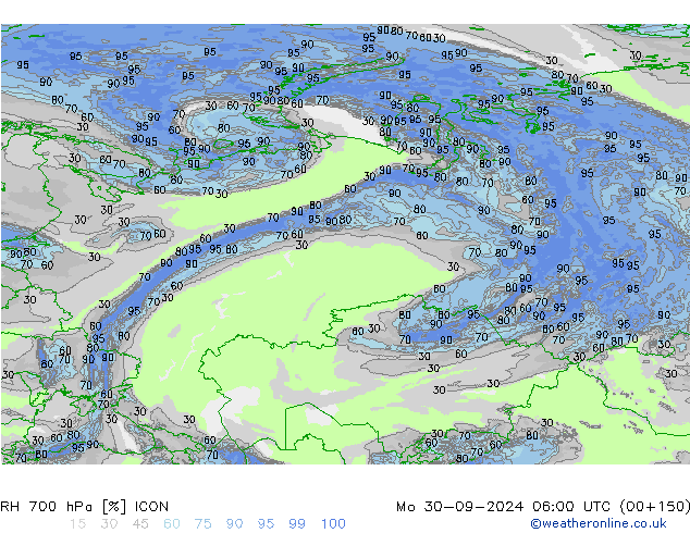 700 hPa Nispi Nem ICON Pzt 30.09.2024 06 UTC