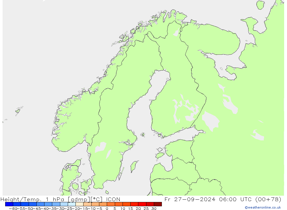 Height/Temp. 1 hPa ICON Fr 27.09.2024 06 UTC