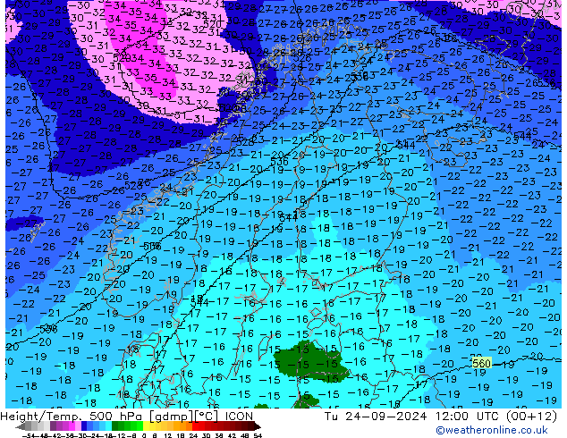 Geop./Temp. 500 hPa ICON mar 24.09.2024 12 UTC