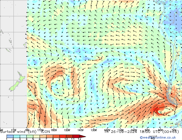  10 m (bft) ICON  26.09.2024 18 UTC