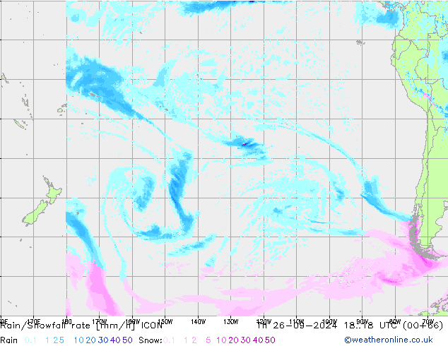 Rain/Snowfall rate ICON Th 26.09.2024 18 UTC