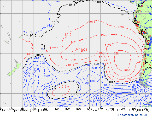 Surface pressure ICON Tu 24.09.2024 18 UTC