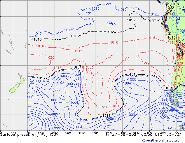 Surface pressure ICON Fr 27.09.2024 00 UTC