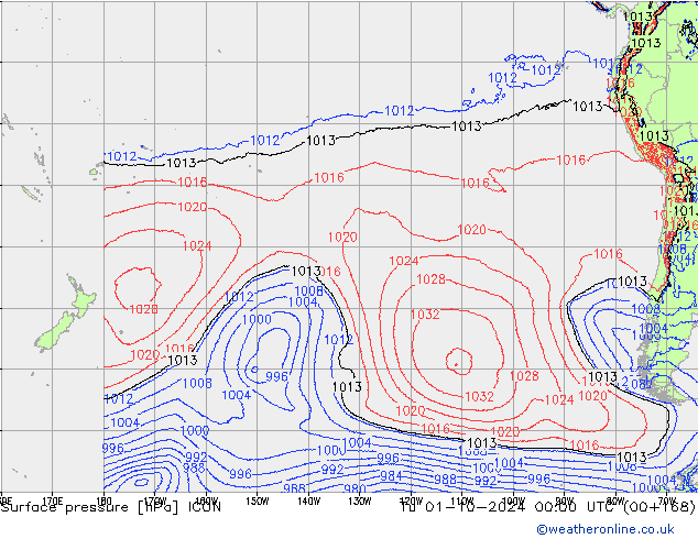 pression de l'air ICON mar 01.10.2024 00 UTC