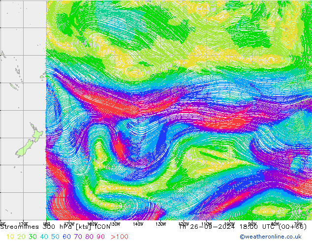 Linha de corrente 300 hPa ICON Qui 26.09.2024 18 UTC