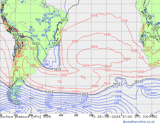 ciśnienie ICON czw. 26.09.2024 21 UTC