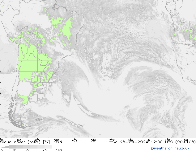 Nubi (totali) ICON sab 28.09.2024 12 UTC