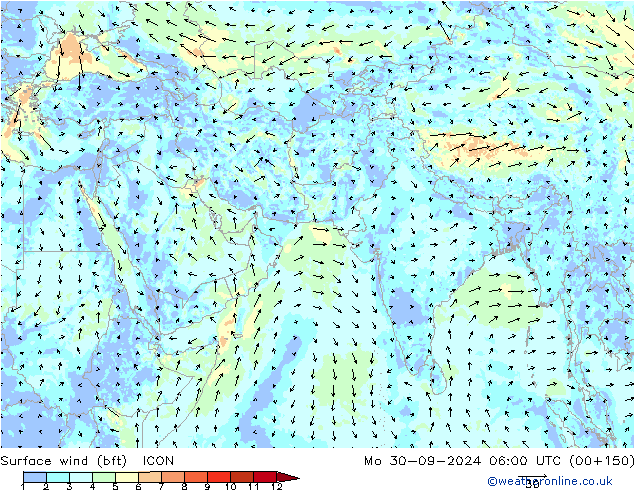  10 m (bft) ICON  30.09.2024 06 UTC