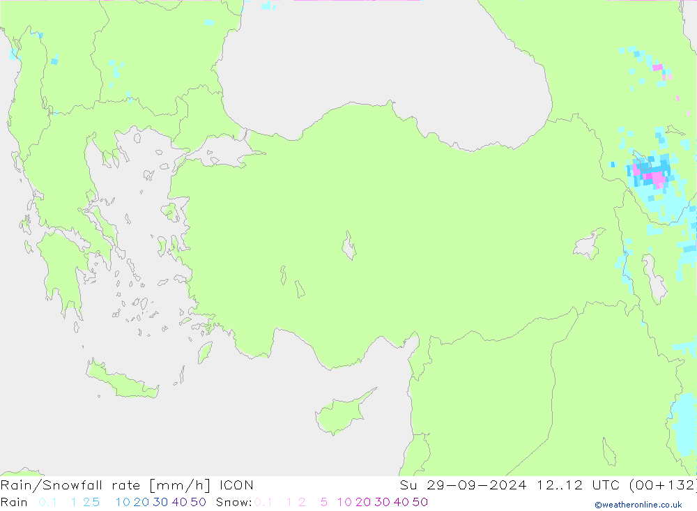 Rain/Snowfall rate ICON  29.09.2024 12 UTC