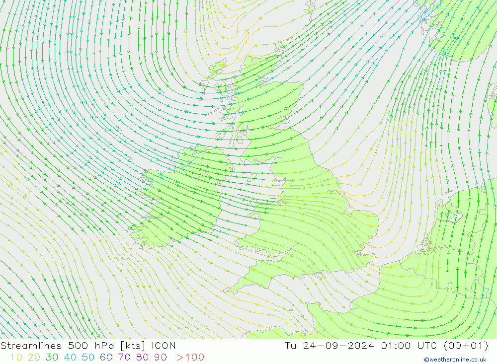 ветер 500 гПа ICON вт 24.09.2024 01 UTC