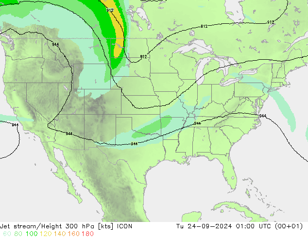 Jet stream ICON Ter 24.09.2024 01 UTC