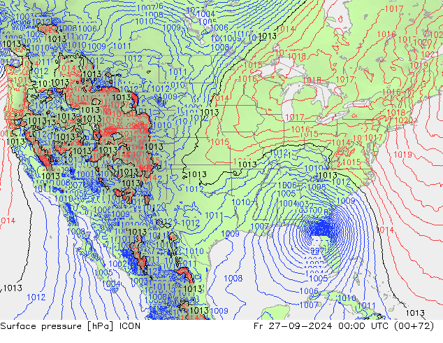 Surface pressure ICON Fr 27.09.2024 00 UTC