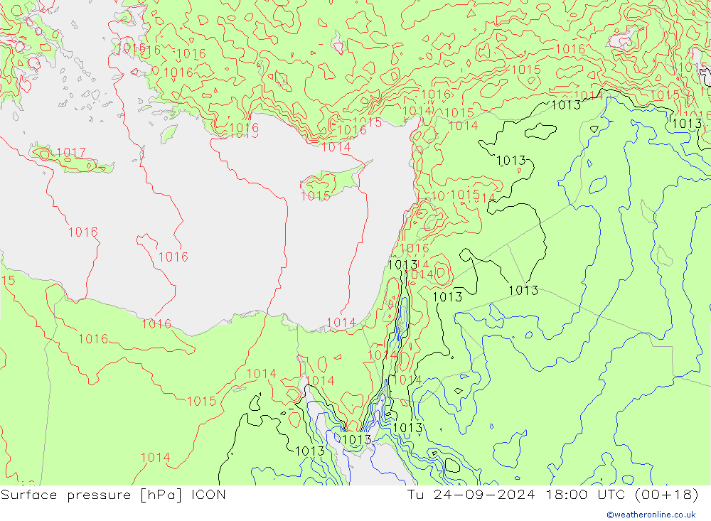 Luchtdruk (Grond) ICON di 24.09.2024 18 UTC