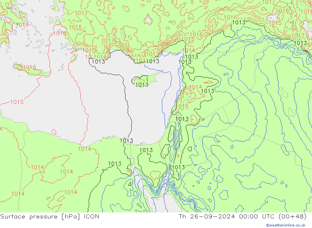 Luchtdruk (Grond) ICON do 26.09.2024 00 UTC